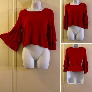 ❤️Takara Tiered Bell Sleeves Crop Sweater